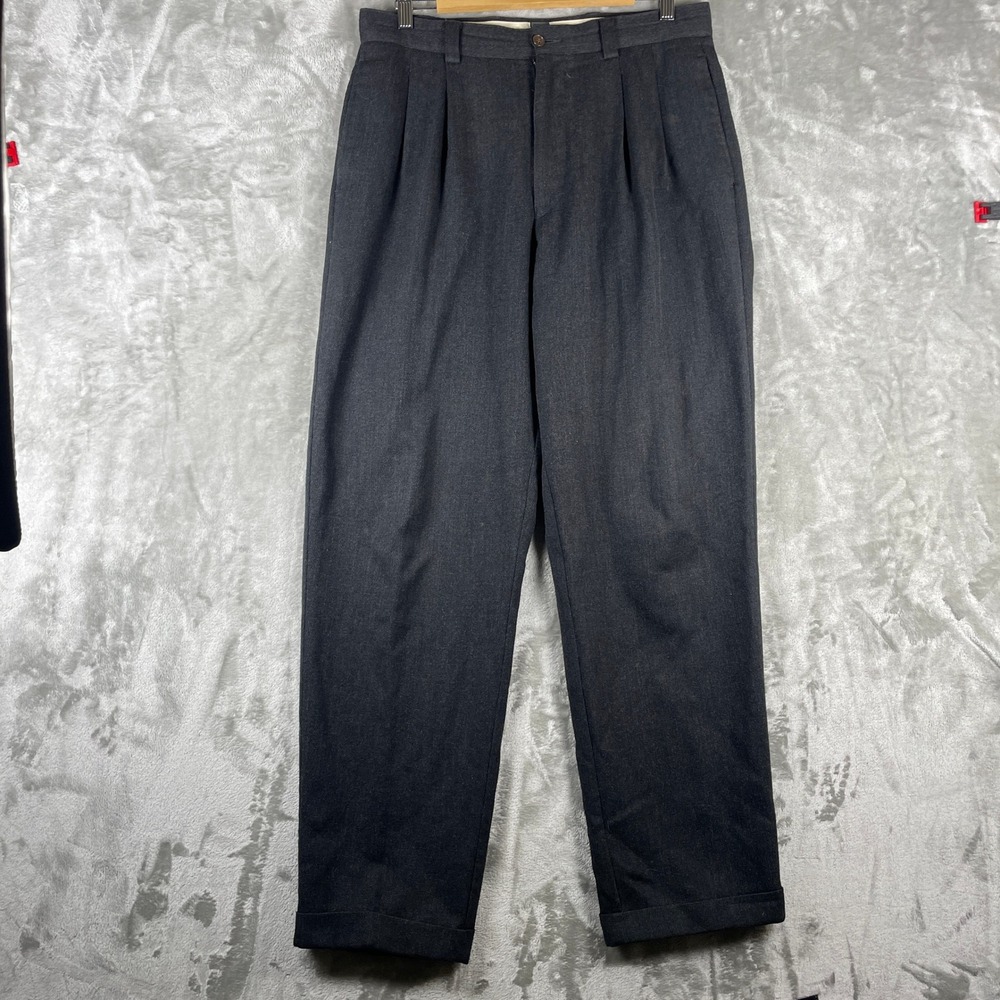 Vintage 1980s GAP Double Pleated Pants Trousers Mens 33x32 Worsted Wool Whipcord